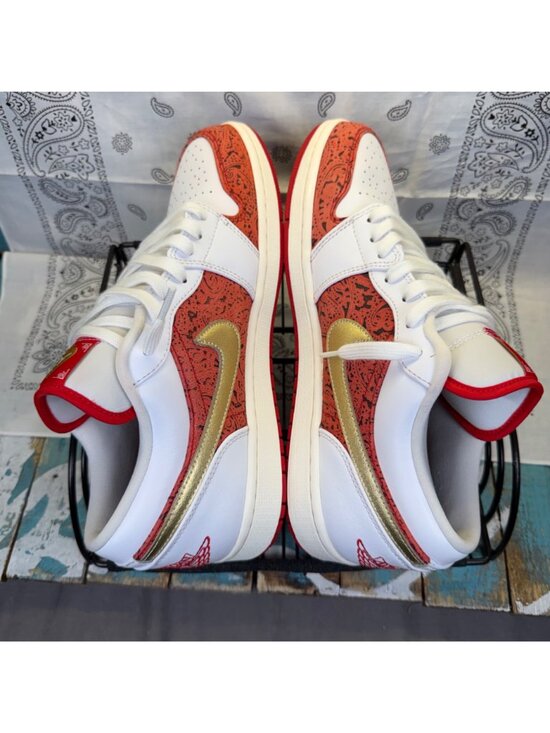 Nike Air Jordan 1 Low SE Spades Men\'s Sz 10.5 Sneakers DJ5185-100 Red/Gold/White main image 5